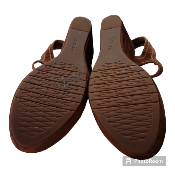 Clarks Ainsley Orchid 8.5M suede platform wedge adjustable ankle strap - Picture 4 of 15